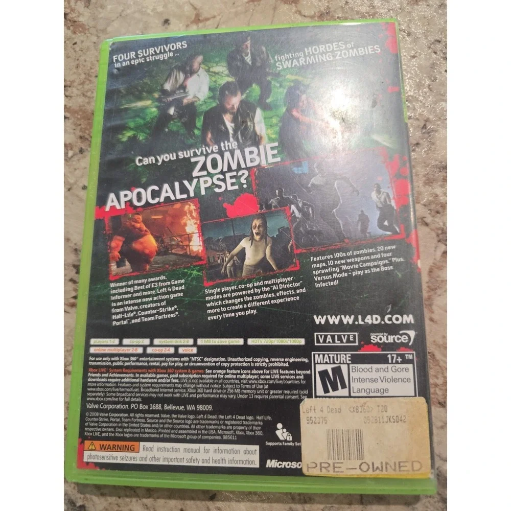 Left 4 Dead (Microsoft Xbox 360, 2008)